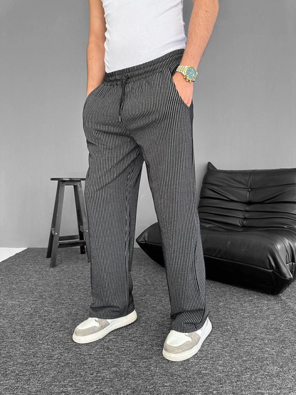 Pinstripe Pocket Trousers - Black