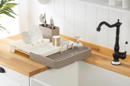 SLIDING DISH DRAINER PLASTIC 32.5CM X 35.5CM - 51.5 X 35.5CM (5347)