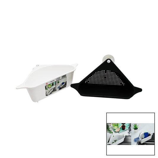 STRAINER SINK ORGANIZER PLASTIC CORNER SHELF WITH SUCTION CUPS (5347)