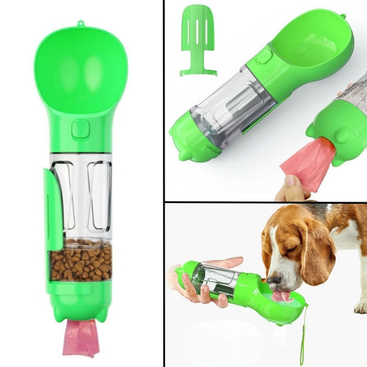 Taşınabilir Hazneli Mama Kaplı ,Kaka Poşetli Kedi,Köpek Suluğu-300ml (5347)