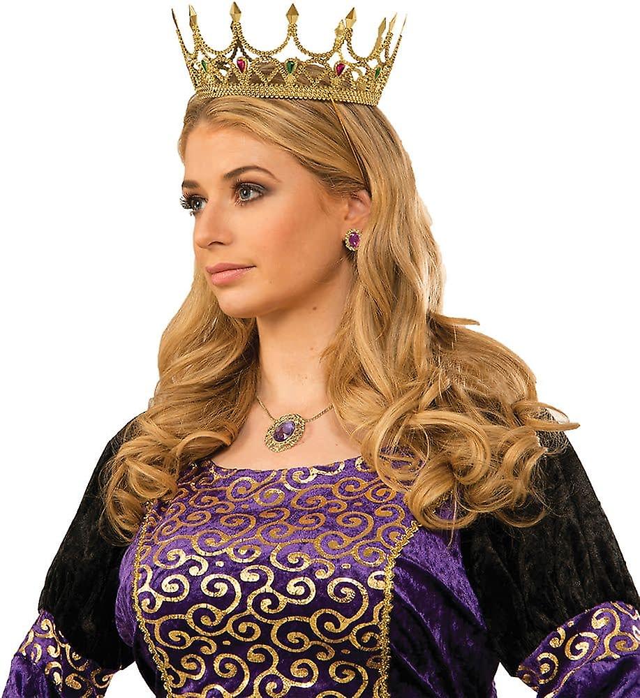 تاج الأميرة الملكي الذهبي في العصور الوسطى بزي عصر النهضة المرصع بالأحجار الكريمة (5347)