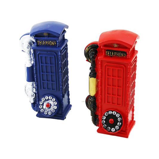 TELEPHONE BOOTH VINTAGE DECORATIVE FIGURINE - COIN BANK COLORFUL 20X6X6CM RESIN (5347)
