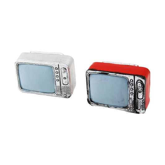 TELEVİZYON VİNTAGE DEKORATİF BİBLO - RENKLİ 9X6CM REÇİNE (5347)