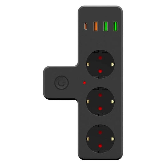 Termal Akım Korumalı 3 Adet Soket,3 Adet USB ve 1 Adet Type-C Girişli 20w Priz Model 3397 (5347)
