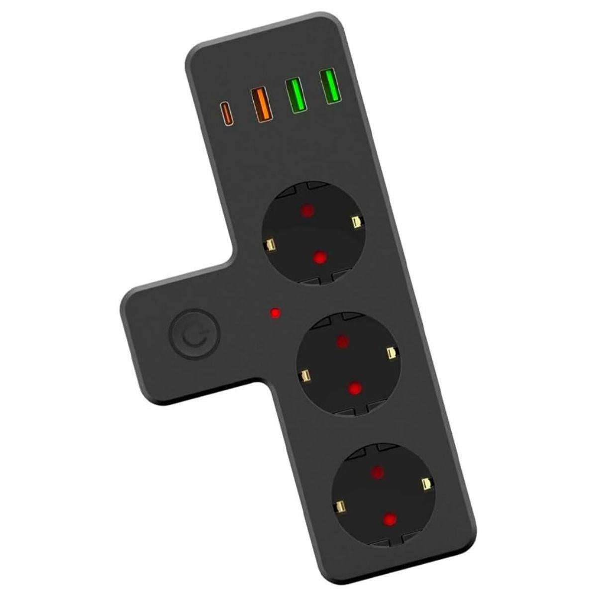 Termal Akım Korumalı 3 Adet Soket,3 Adet USB ve 1 Adet Type-C Girişli 20w Priz Model 3397 (5347)