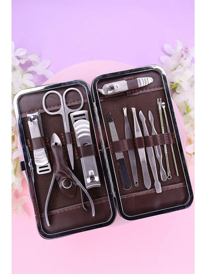 Nail Clipper Nail Care Set with Leather Pouch 12 Piece Set (5347)