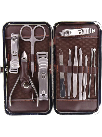 Nail Clipper Nail Care Set with Leather Pouch 12 Piece Set (5347)