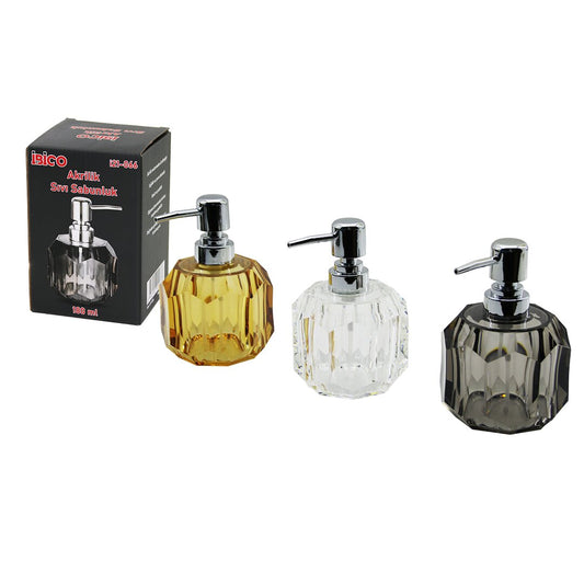 PLUMP ROUND - PRISM CLEAR - COLORED ACRYLIC - MICA CRYSTAL LIQUID SOAP DISPENSER 180ML (5347)