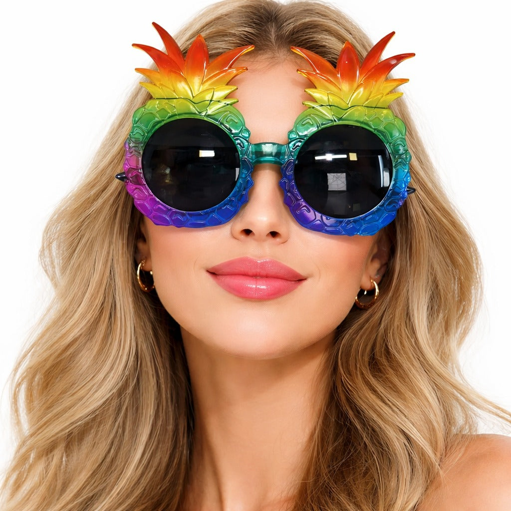 Tropikal Ananas Tasarımlı Renkli Hawaii Parti Gözlüğü (5347)