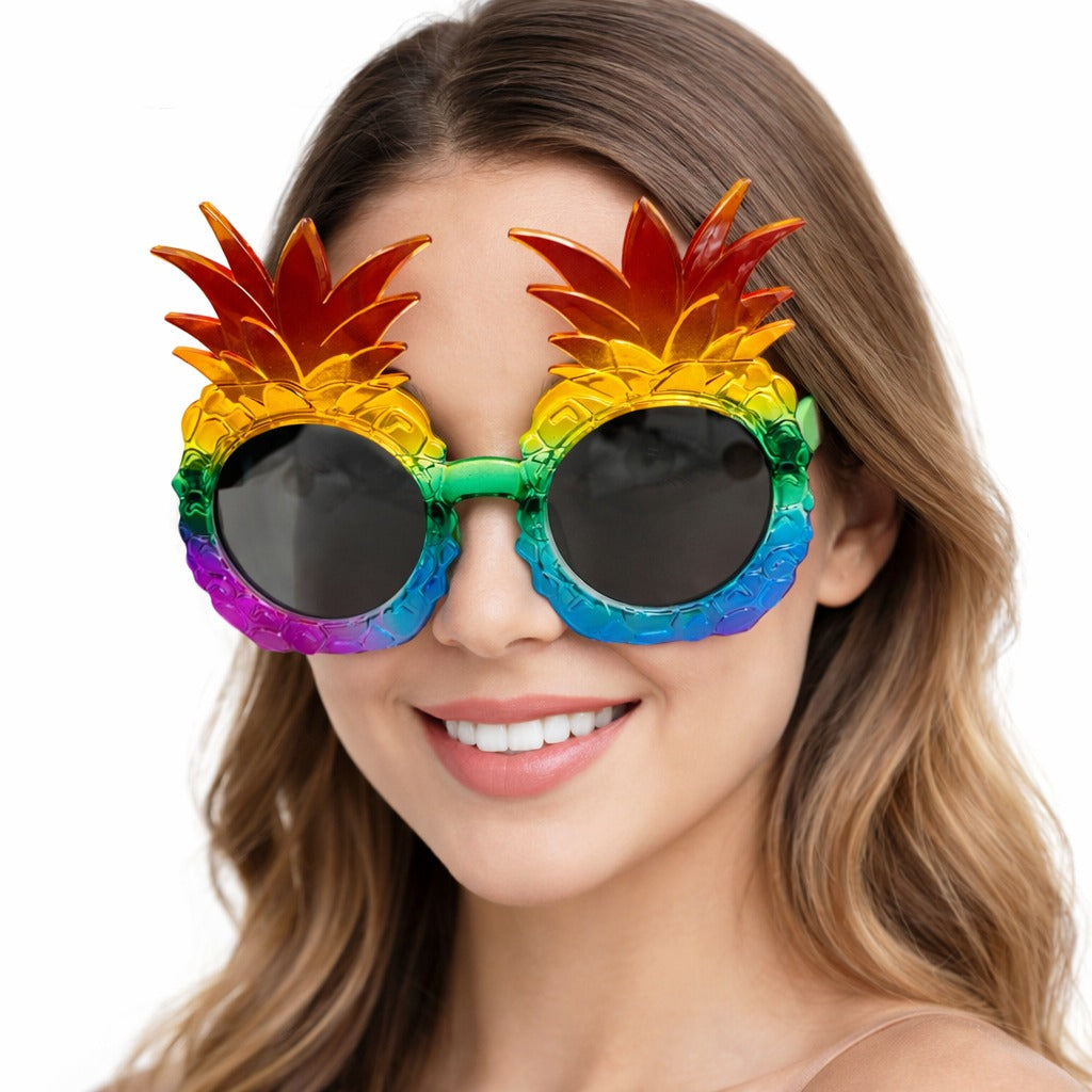 Tropikal Ananas Tasarımlı Renkli Hawaii Parti Gözlüğü (5347)