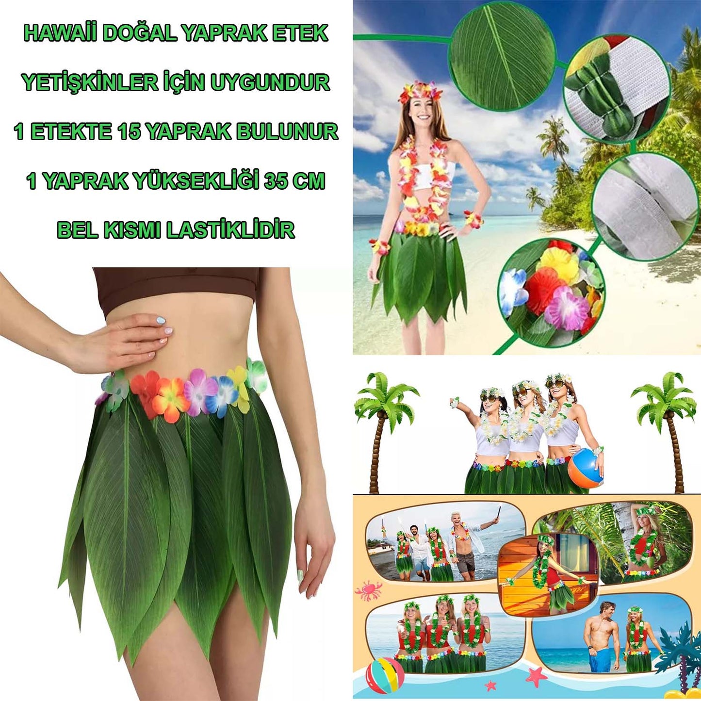 Tropical-Inspired Hawaiian Leaf Party Skirt Adult Size (5347)