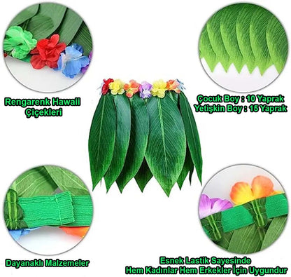 Tropical Inspired Hawaiian Leaf Party Skirt Adult Size