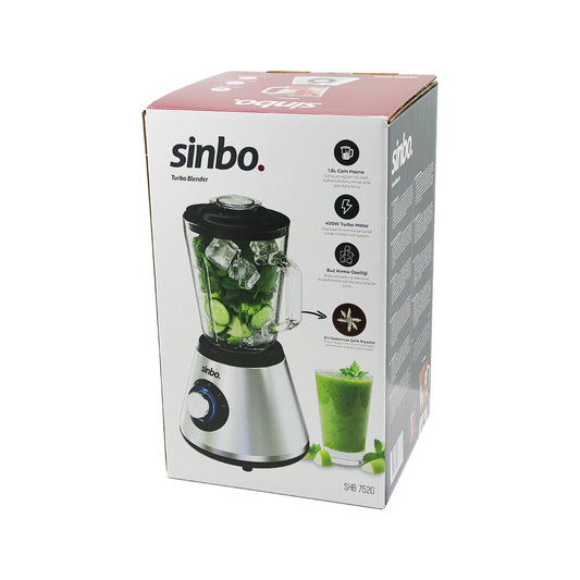 TURBO DOĞRAYICI BLENDER BUZ KIRICI 6LI BIÇAK=PASLANMAZ ÇELİK - 1.5LT CAM HAZNE 2 KADEME HIZ 400W 18000 DEVİR/DK HAZNE=1.6LT SHB-7520 (5347)