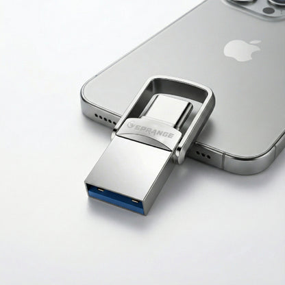 فلاش ديسك معدني بمنفذين USB 3.2 Type-C وUSB سعة 64 جيجابايت