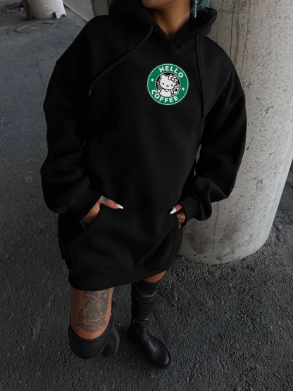 Three-Thread Combed Cotton Long-Sleeve Hooded Sweatshirt - Black