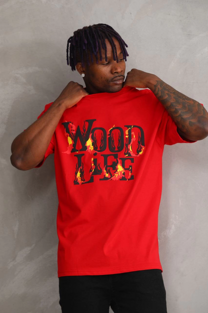 Unisex Printed Oversize T-Shirt - Red