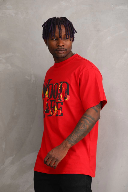 Unisex Printed Oversize T-Shirt - Red