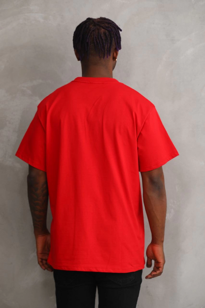 Unisex Printed Oversize T-Shirt - Red