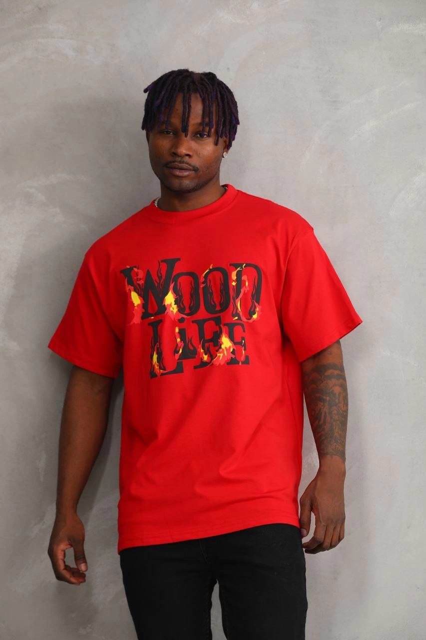 Unisex Printed Oversize T-Shirt - Red
