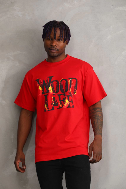 Unisex Printed Oversize T-Shirt - Red
