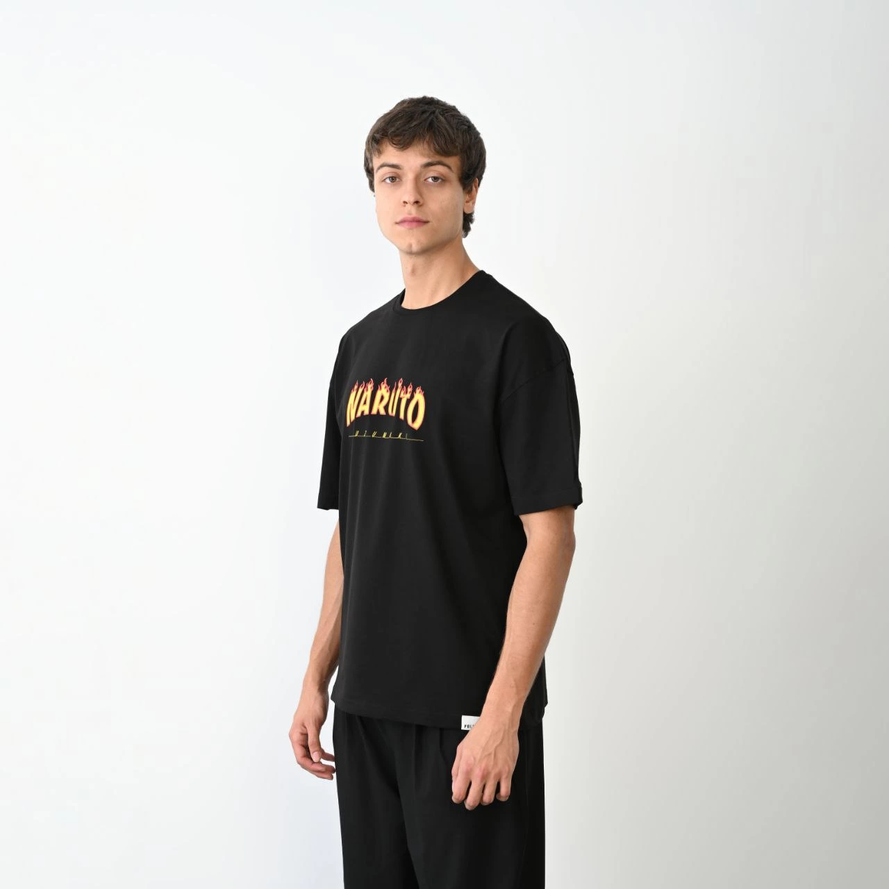 Unisex Crew Neck Printed Oversized T-Shirt - Black