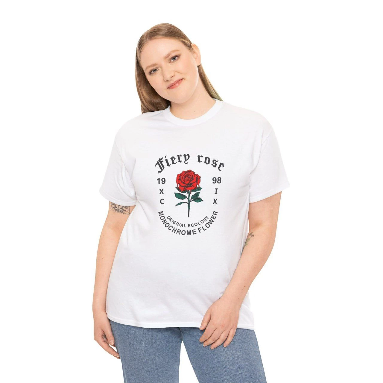Unisex Women's Crew Neck Printed T-Shirt - White