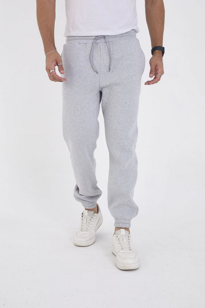 Unisex Winter Three-Yarn Ribbed Sweatpants - Grey