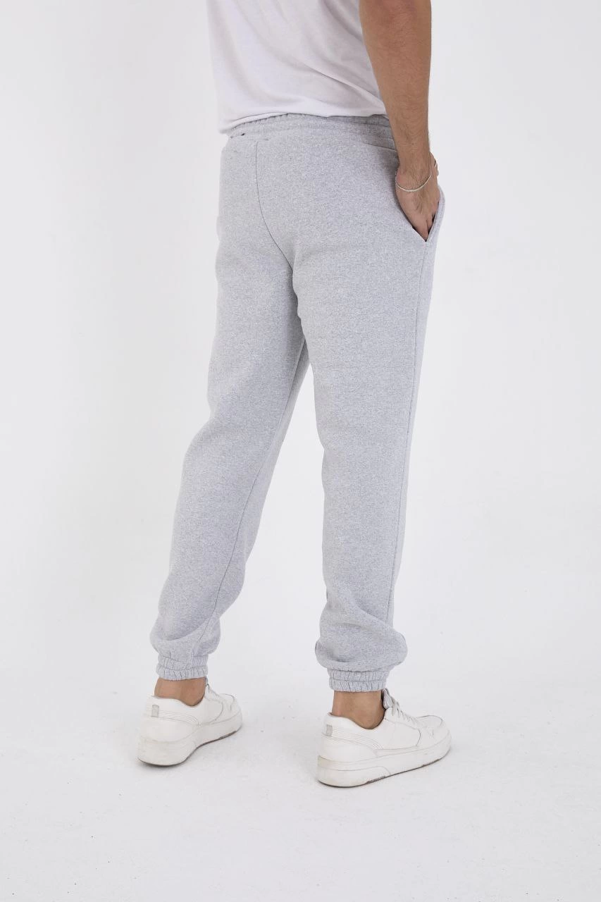 Unisex Winter Three-Yarn Ribbed Sweatpants - Grey
