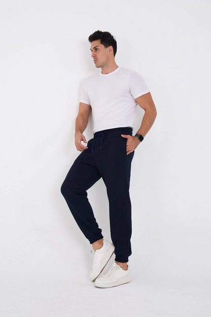 Unisex Kışlık Üç İplik Lastikli Eşofman Pantolon - Lacivert