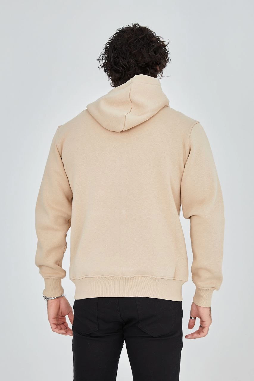 Unisex Full-Zip Hooded Sweatshirt - Beige