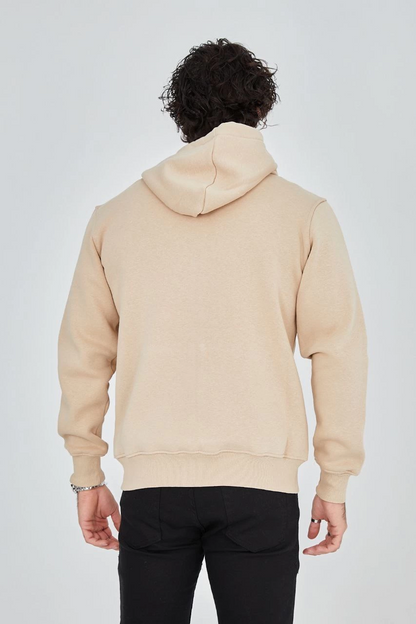 Unisex Full-Zip Hooded Sweatshirt - Beige