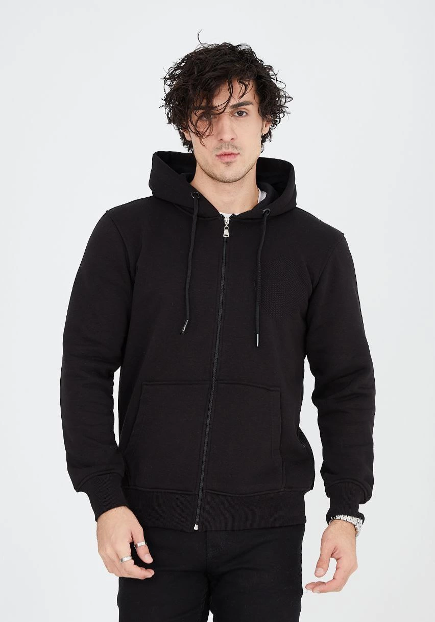 Unisex Full-Zip Hooded Sweatshirt - Black