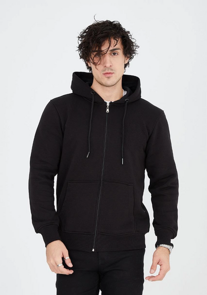 Unisex Full-Zip Hooded Sweatshirt - Black