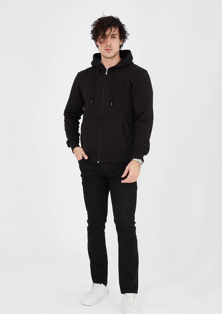 Unisex Full-Zip Hooded Sweatshirt - Black