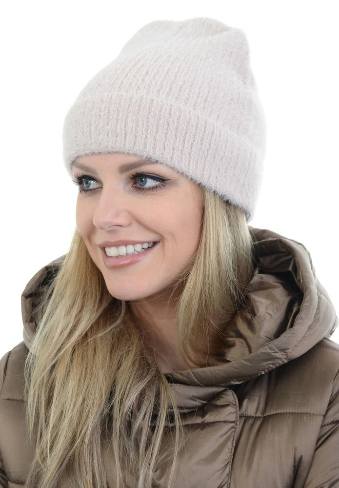 Unisex Regular Fit Fine Ribbed Knit Beanie - Off White
