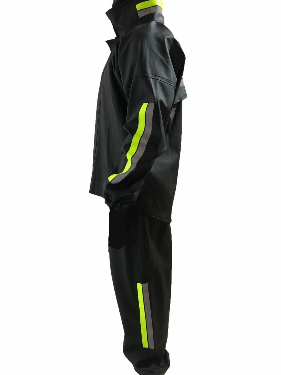 Unisex Full Cut Biker Courier Waterproof Rain Suit - Black