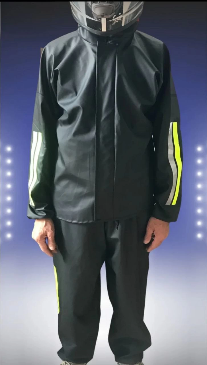 Unisex Full Cut Biker Courier Waterproof Rain Suit - Black