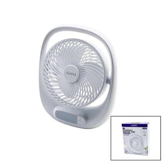 USB 7 İNÇ- 20CM MASA ÜSTÜ FAN VANTİLATÖR IŞIKLI 5W 180 DERECE 3 KADEME HIZ - 3 PERVANE STAND=24.8X30.5X8CM AUFN-01 (5347)