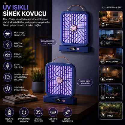 USB ŞARJLI - ELEKTRİK ÇARPMALI - DİJİTAL EKRAN ASMA APARAT - SESSİZ ÇALIŞMA UV IŞIKLI SİNEK KOVUCU HS-371 (5347)