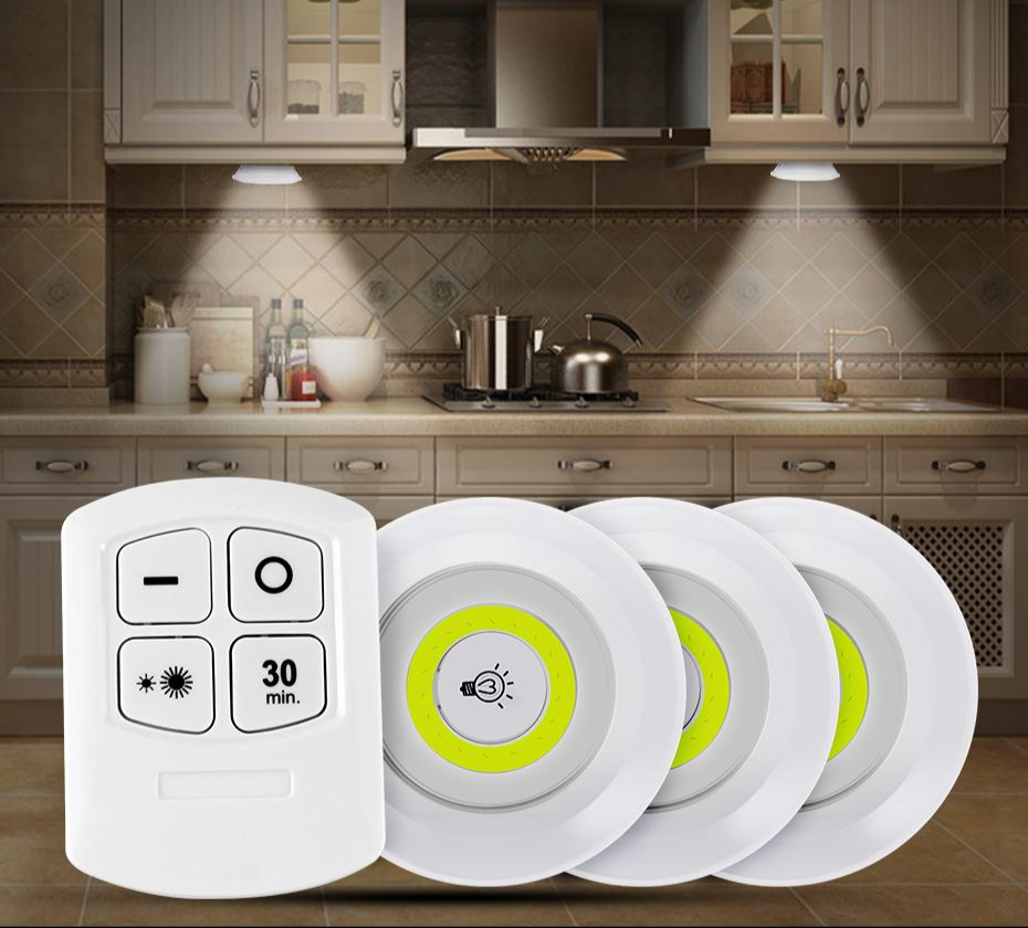 LED لاسلكي لاصق ببطارية بالتحكم عن بعد - 3 قطع (5347)