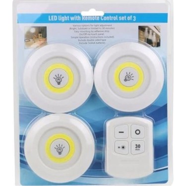 LED لاسلكي لاصق ببطارية بالتحكم عن بعد - 3 قطع (5347)