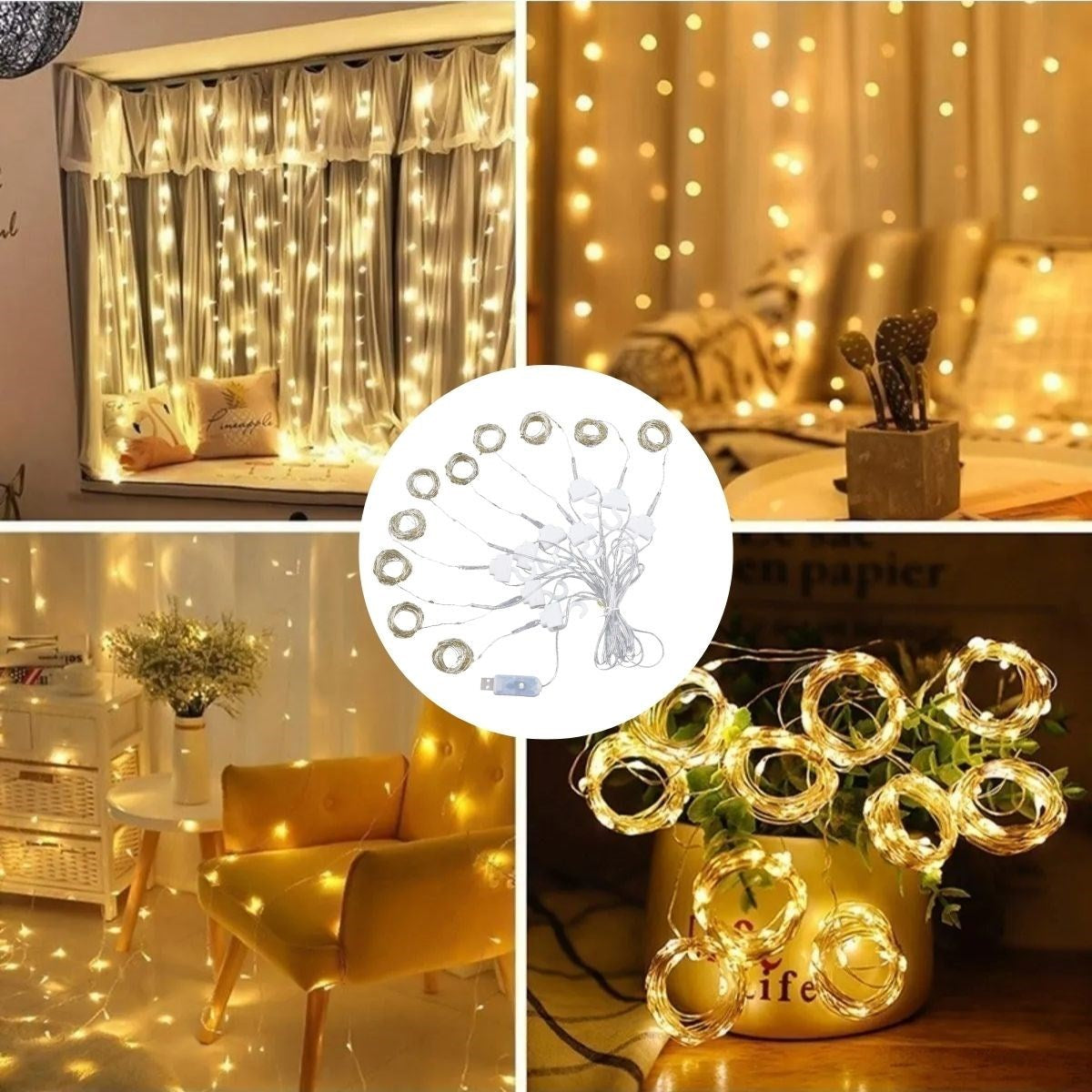Remote Control LED Curtain Hook Light USB 3x3 Meter Fairy Curtain LED (5347)