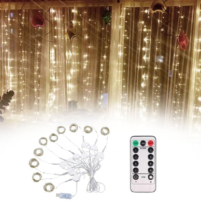 Remote Control LED Curtain Hook Light USB 3x3 Meter Fairy Curtain LED (5347)