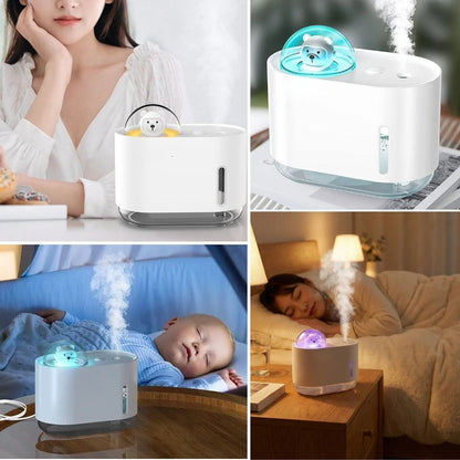 Uzay Ayısı 300 ML USB Hava Nemlendirici - LED Işıklı Masaüstü Buhar Makinesi, Yatak Odası & Çocuk Odası İçin Ortam Nemlendirici (5347)