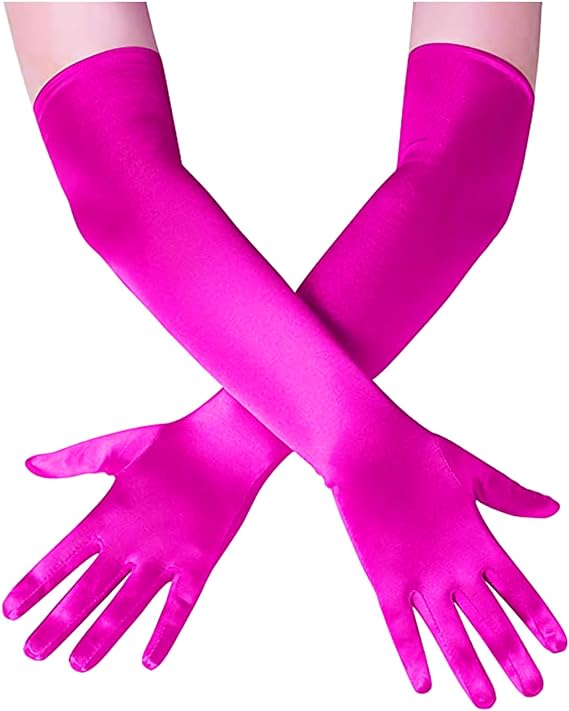 Long Extra Glossy Satin Gloves Fuchsia (5347)