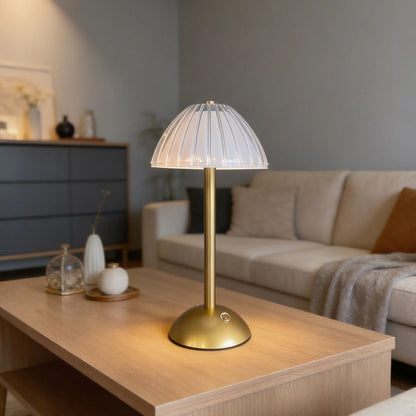 Uzun Mantar Çizgili Model LED Masa Lambası - Dokunmatik, 3 Renk Işık Modlu, Şarjlı Dekoratif Gece Lambası (5347)