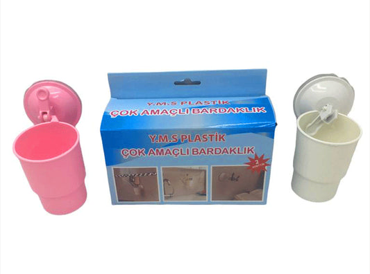 VANTUZLU PLASTİK 2 PARÇA  ÇOK AMAÇLI BARDAKLIK (5347)