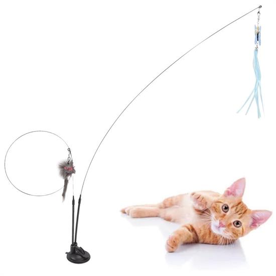 Vantuzlu Tüylü Zilli Olta Kedi Oyuncağı (5347)