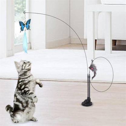 Vantuzlu Tüylü Zilli Olta Kedi Oyuncağı (5347)