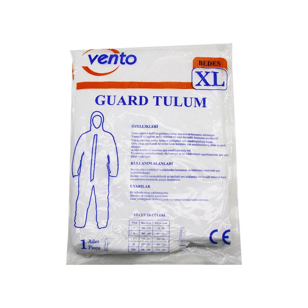 VENTO XL GUARD KORUYUCU TULUM BEYAZ - HAFİF - NON-WOVEN KUMAŞ BOY: 179-187CM - GÖĞÜS: 108-115CM (5347)
